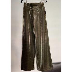 Metallic Wide-Leg Pants